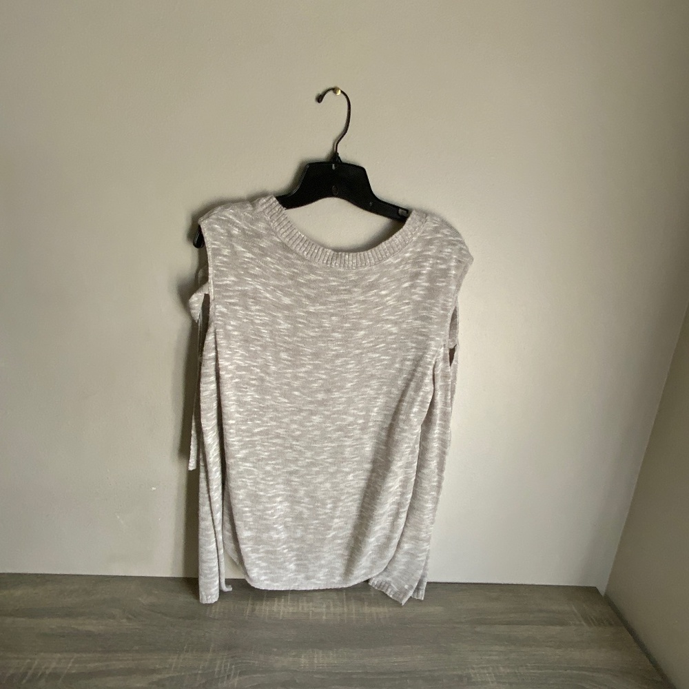 Gray and white open shoulder sweater  XS